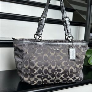 Coach Black and Gray Signature Tote